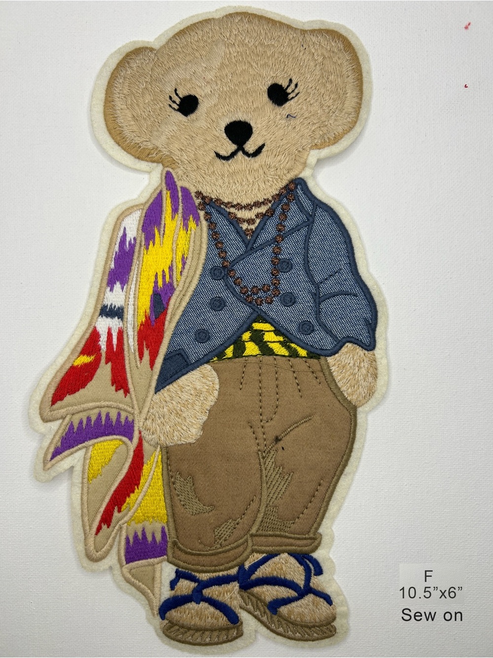Neutral-Tone Bear Patch Jacket Applique - Beige/Brown